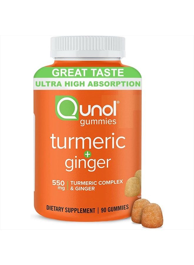 Qunol Turmeric and Ginger Gummies, Gummy with 500mg Turmeric + 50mg Ginger, Joint Support Supplement, Ultra High Absorption, Vegan, Gluten Free, 1 Month Supply 60ct - Image 1