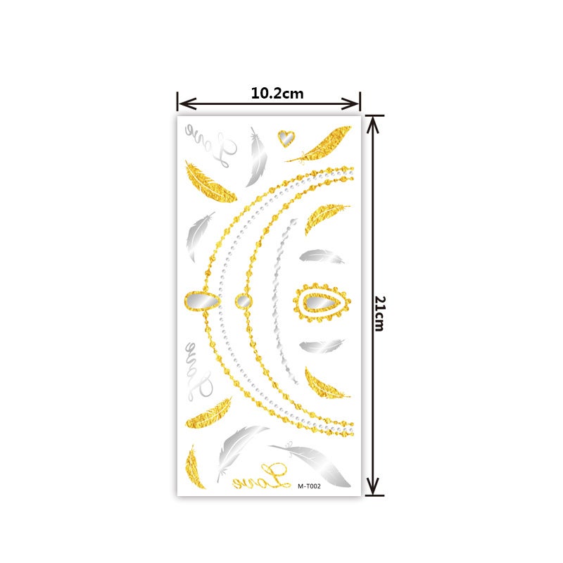 Creative, Personalized, Exquisite, Fashionable, Waterproof, Sweat-Resistant Gold and Silver Tattoo Stickers, Trendy Tattoo Stickers with Gold and Silver Foil - Image 5