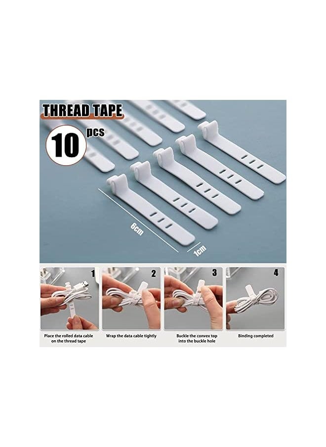 DMG TECH Plastic Cable Management Box Data Cable Storage Box Tranarent Power Cord Organizer With 8 Compartments And 10 Pieces Rubber Ties Es Organizer For Office Home Use  - Image 3