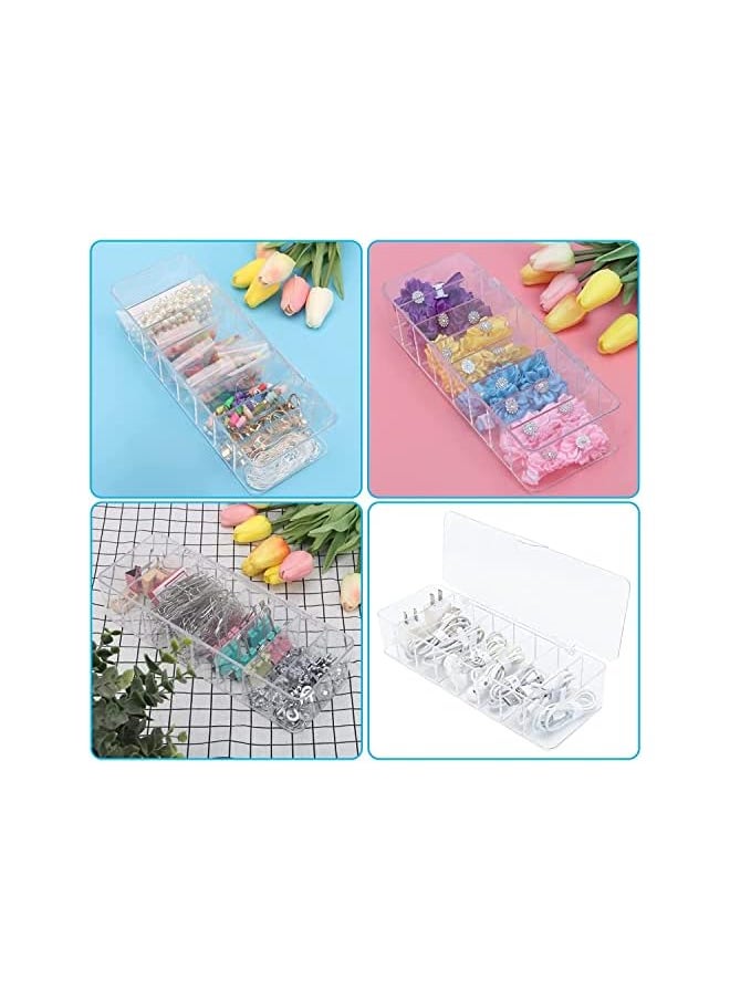 DMG TECH Plastic Cable Management Box Data Cable Storage Box Tranarent Power Cord Organizer With 8 Compartments And 10 Pieces Rubber Ties Es Organizer For Office Home Use  - Image 4