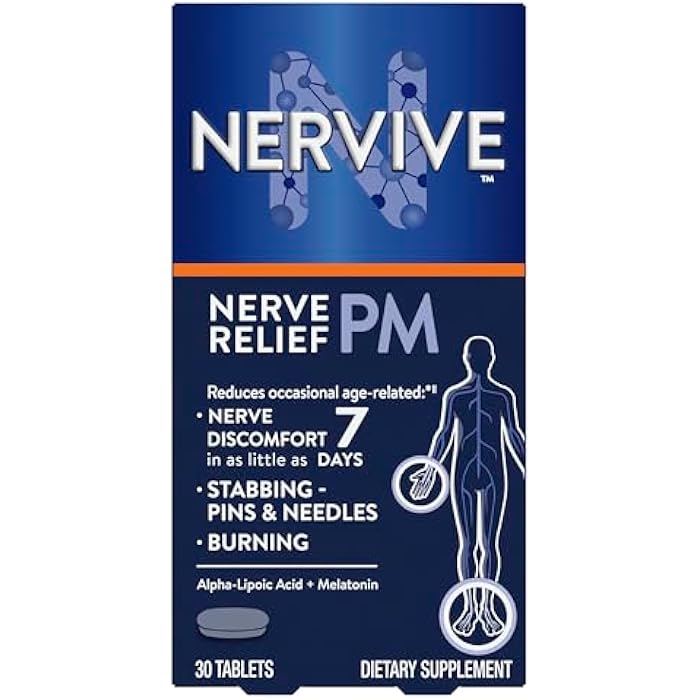 Nervive نيرفايف لتخفيف الأعصاب PM، انزعاج الأعصاب العرضي II، مساعد للنوم، يبدأ العمل في 7 أيام، طعن، حرق، حمض ألفا ليبويك، ميلاتونين، فيتامينات B، كركم، زنجبيل، مكمل نيرفايف، 30 حبة - Image 1