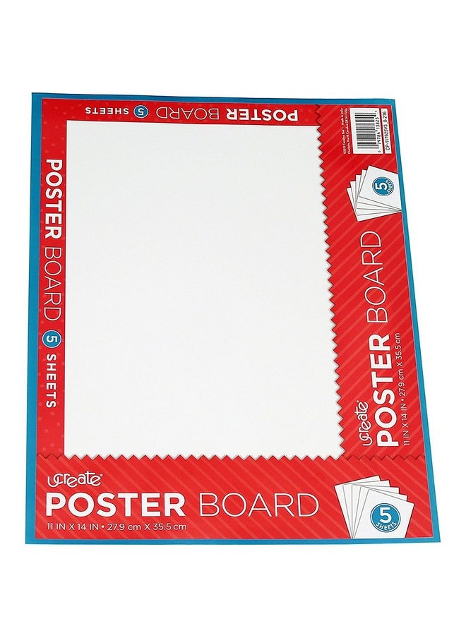 UCREATE E Ucreate White Poster Board, 11" X 14", 5 Pack (13825)  - Image 1