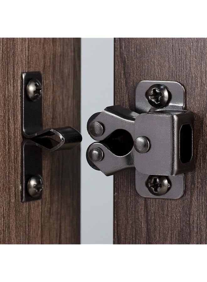 S-TOP 8 PCS Cabinet Latch Double Roller Catch Hardware for Cupboard Closet Cabinet Door Latches and Catches, Black Nickel - Image 1