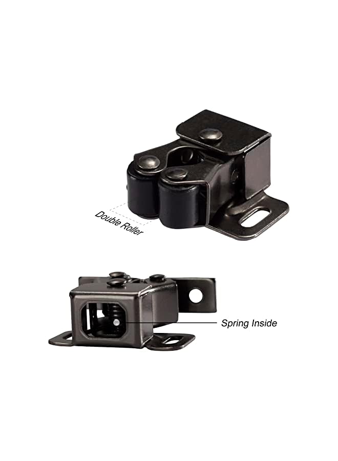 S-TOP 8 PCS Cabinet Latch Double Roller Catch Hardware for Cupboard Closet Cabinet Door Latches and Catches, Black Nickel - Image 4