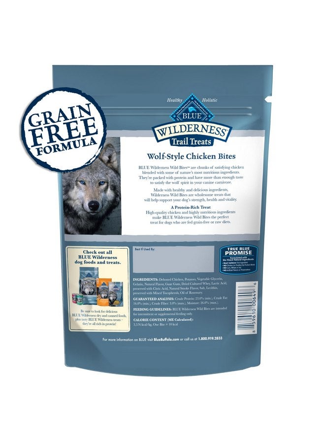 بلو بافلو Blue Buffalo Wilderness Trail Treats Wild Bites Dog Treats، حلوى ناعمة ورطبة للكلاب خالية من الحبوب وعالية البروتين مصنوعة من مكونات طبيعية، وصفة دجاج، كيس 4 أونصات - Image 2