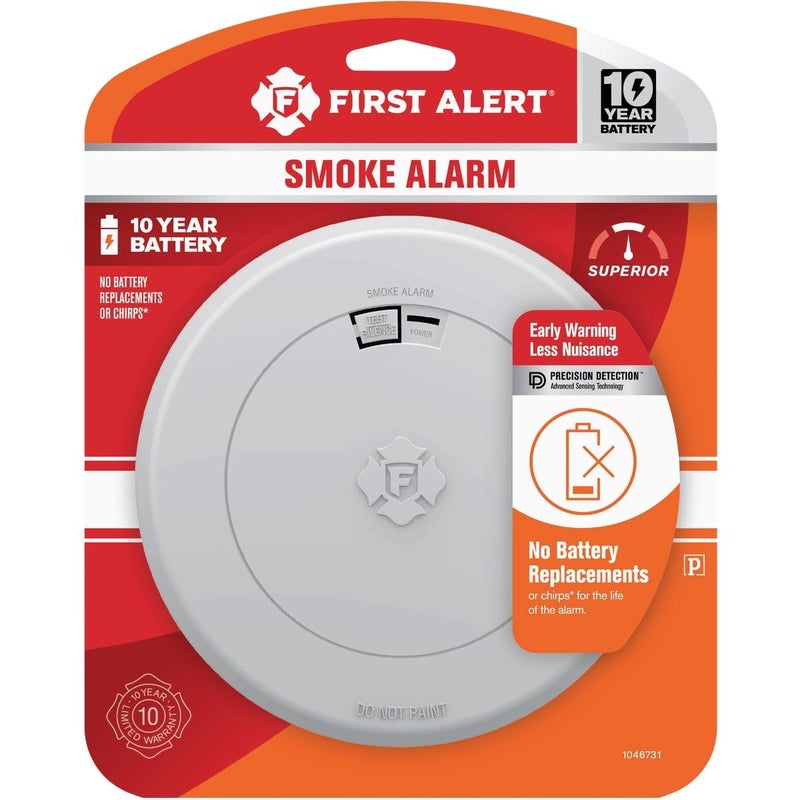 First Alert 10 Year Slim Battery-Powered Photoelectric Smoke Detector - Image 1