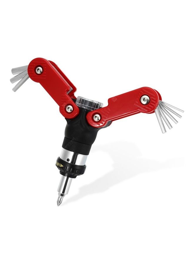 NIBEMINENT 15 In 1 Multi-Functional Ratchet Screwdriver Black/Red/Silver  - Image 1