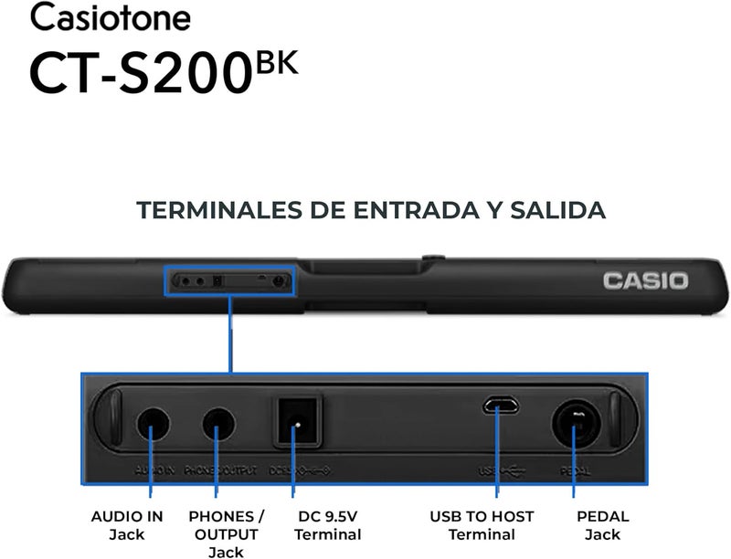 CASIO tone Keyboards,Black Color,Beginner,400 Tones 77 Rhythms 61 keys CT-S200BKC2 - Image 4