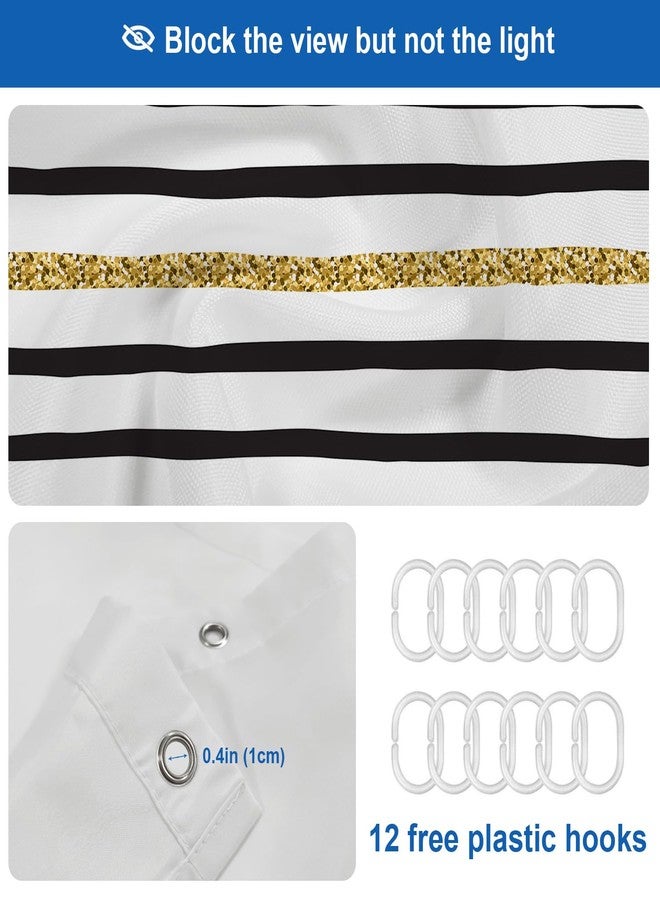 Shrahala Black White and Gold Decorative Shower Curtain, Black and White Geometric Abstract Ink Drawing Shower Curtain for Shower Stall Bathroom Waterproof Shower Curtain with Grommets 72x72 Inch - Image 4