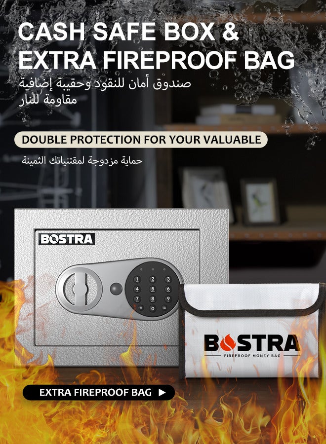 BOSTRA Bostra Fireproof Safe Box with Sensor Light & Fireproof Bag, Money Safe Box with Digital Keypad,Security Safe Box for Home, 0.23 Cubic Small Safe with Keys & Pass Code for Cash Jewelry White  - Image 3