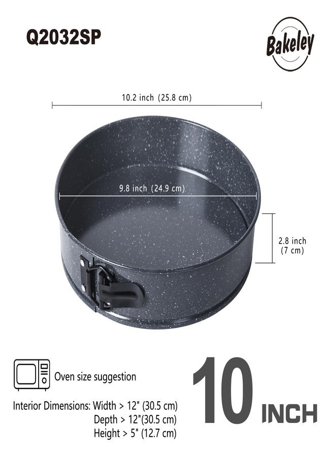 Bakeley Springform Pan, 10-Inch Nonstick Cheesecake Pan with Removable Bottom Round Baking Cake Pie Mold for Oven 10" x 10" (Black with White Point) - Image 2