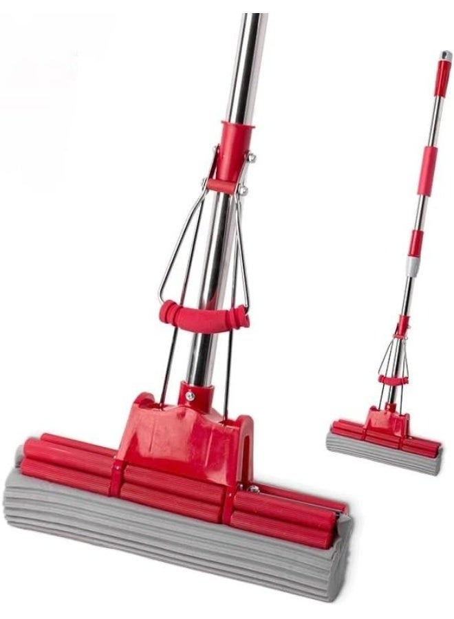 PVA Roller Sponge Mop 27cm – Self-Wringing Floor Mop with Adjustable Steel Handle, Super Absorbent Multi-Surface Cleaner for Home, Kitchen & Bathroom - Image 1