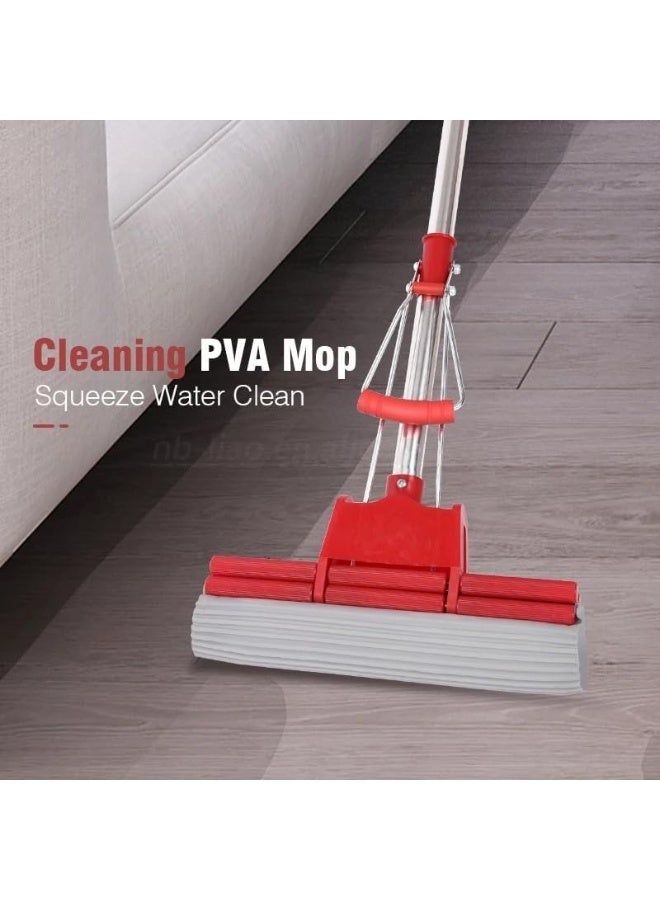 PVA Roller Sponge Mop 27cm – Self-Wringing Floor Mop with Adjustable Steel Handle, Super Absorbent Multi-Surface Cleaner for Home, Kitchen & Bathroom - Image 4