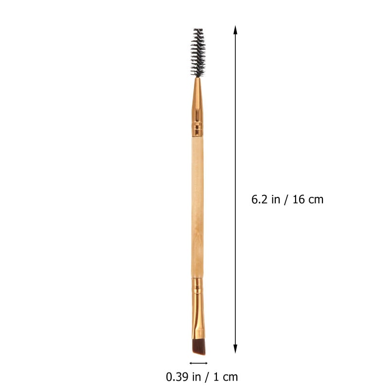 Stoobraza 6 Pieces Dual Ended Eyebrow Eyelash Brush Set With Spoolie Wood Handle Portable Makeup Tools For Precise Brow Grooming And Lash Shaping Brown Daily Eye Makeup Kit - Image 3
