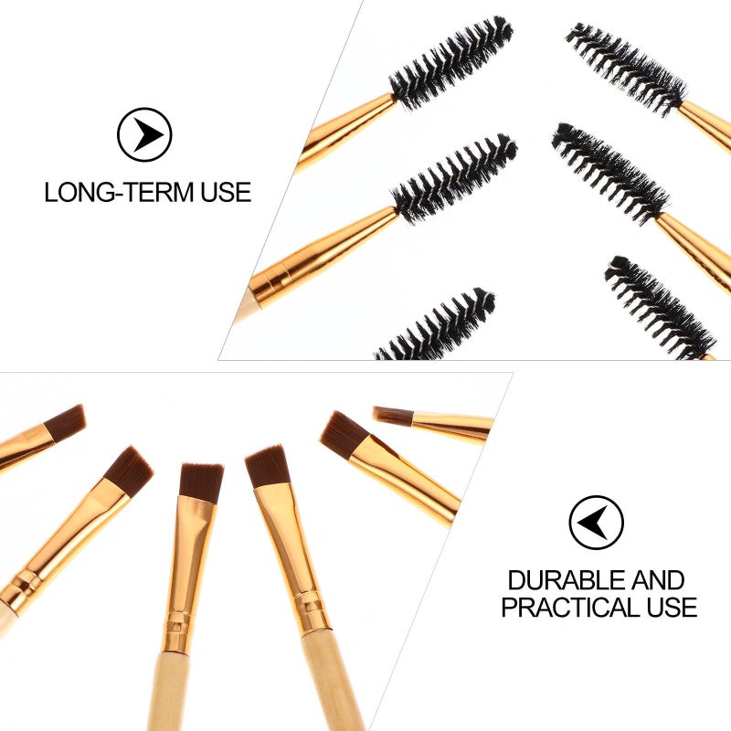 Stoobraza 6 Pieces Dual Ended Eyebrow Eyelash Brush Set With Spoolie Wood Handle Portable Makeup Tools For Precise Brow Grooming And Lash Shaping Brown Daily Eye Makeup Kit - Image 4