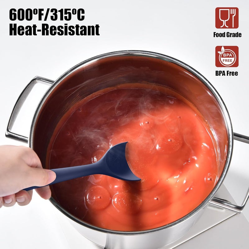 Doosu Heat insulation layer Silicone Spoon Spatula Set of 2, 600ºF Heat-Resistant Food Grade Rubber Spoonula with Seamless Design, Non-Stick Dishwasher Safe Kitchen Utensils for Cooking Baking Mixing Scraping (Navy Blue) Desert area eligible deliver - Image 3