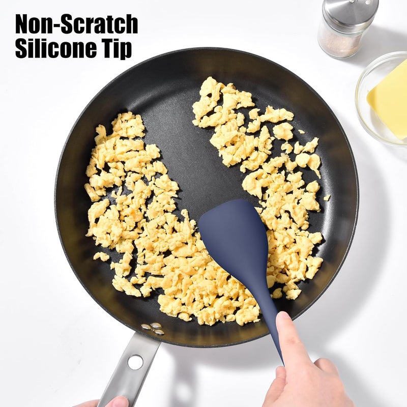Doosu Heat insulation layer Silicone Spoon Spatula Set of 2, 600ºF Heat-Resistant Food Grade Rubber Spoonula with Seamless Design, Non-Stick Dishwasher Safe Kitchen Utensils for Cooking Baking Mixing Scraping (Navy Blue) Desert area eligible deliver - Image 4