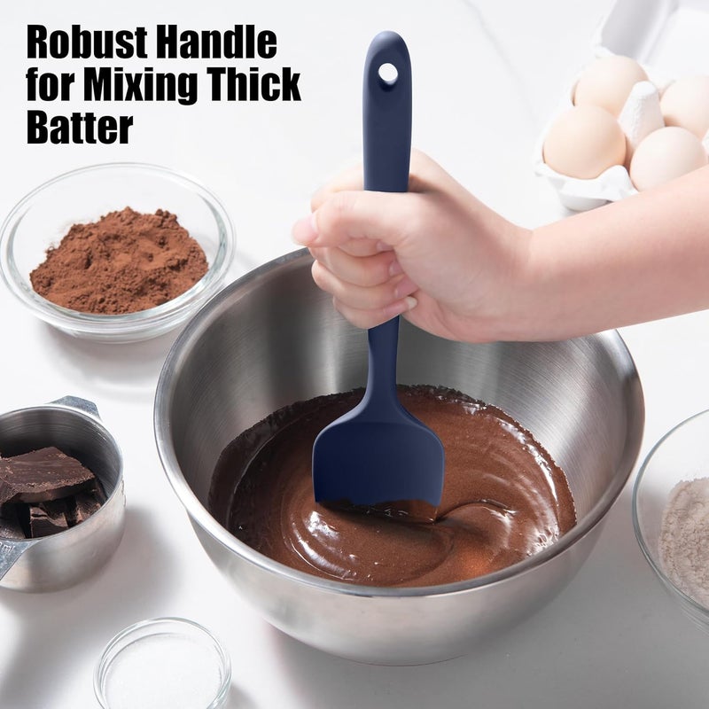 Doosu Heat insulation layer Silicone Spoon Spatula Set of 2, 600ºF Heat-Resistant Food Grade Rubber Spoonula with Seamless Design, Non-Stick Dishwasher Safe Kitchen Utensils for Cooking Baking Mixing Scraping (Navy Blue) Desert area eligible deliver - Image 5