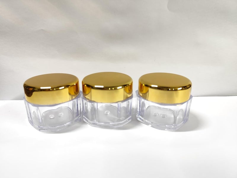 SHREE MAHA 30gm Empty Cosmetic Containers Acrylic Jars Fancy octane shaped Lip Balm Containers Transparent Jar with Golden Cap lid Pack of 12pcs - Image 3