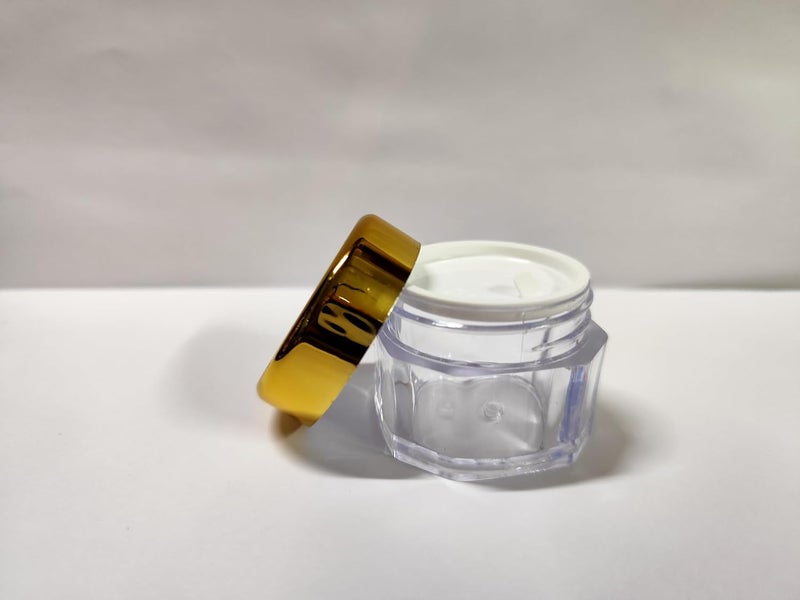 SHREE MAHA 30gm Empty Cosmetic Containers Acrylic Jars Fancy octane shaped Lip Balm Containers Transparent Jar with Golden Cap lid Pack of 12pcs - Image 2