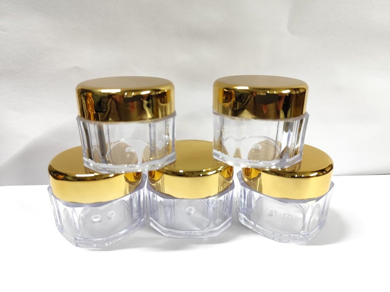 SHREE MAHA 30gm Empty Cosmetic Containers Acrylic Jars Fancy octane shaped Lip Balm Containers Transparent Jar with Golden Cap lid Pack of 12pcs - Image 5