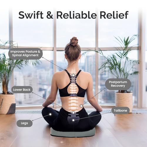 Sleepsia Doctor Recommended Orthopedic Coccyx O-Shape Seat Cushion Pillow for Tailbone Pain Relief, Hip Support, Posture Correction, Memory Foam, Oval-Shape, Black/Grey, 1 Year Warranty - Image 3