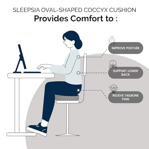 Sleepsia Doctor Recommended Orthopedic Coccyx O-Shape Seat Cushion Pillow for Tailbone Pain Relief, Hip Support, Posture Correction, Memory Foam, Oval-Shape, Black/Grey, 1 Year Warranty - Image 5