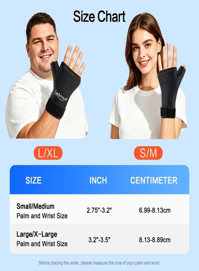 LeArex Wrist Ice Pack Wrap with Thumb Brace for Either Hand - 2pcs Reusable Gel Glove for Hot & Cold Therapy - Pain Relief for Carpal Tunnel, Arthritis, Tendonitis & Sports Injuries S/M (Black - Image 5