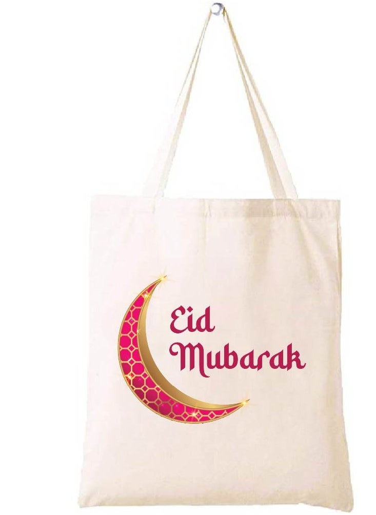 PRINTSHOP4ME Eid Cotton Shopper Bag - Reusable and Eco-Friendly Canvas Tote Bag for Women - Gift for Eid - Perfect for Shopping and Everyday Use - Celebrate Eid in Style  - Image 1