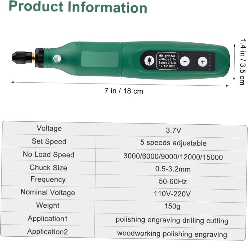 VOSAREA Usb Rechargeable Electric Rotary Tool Mini Handheld Grinding Pen for Engraving Polishing Drilling Engraving Tools - Image 2