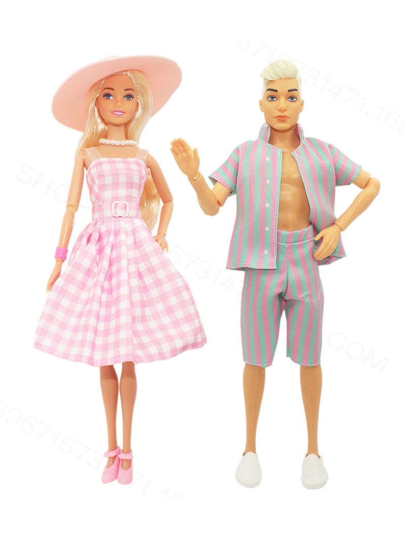 عام مجموعة دمية طفل مكونة من قطعتين من الملابس العصرية للدمى الطفل - دمية فتاة - ألعاب فتاة - باربي - مجموعة إكسسوارات دمية ، هدايا عيد ميلاد للأطفال المعجبين بهذه الدمى الصغيرة. - Image 1