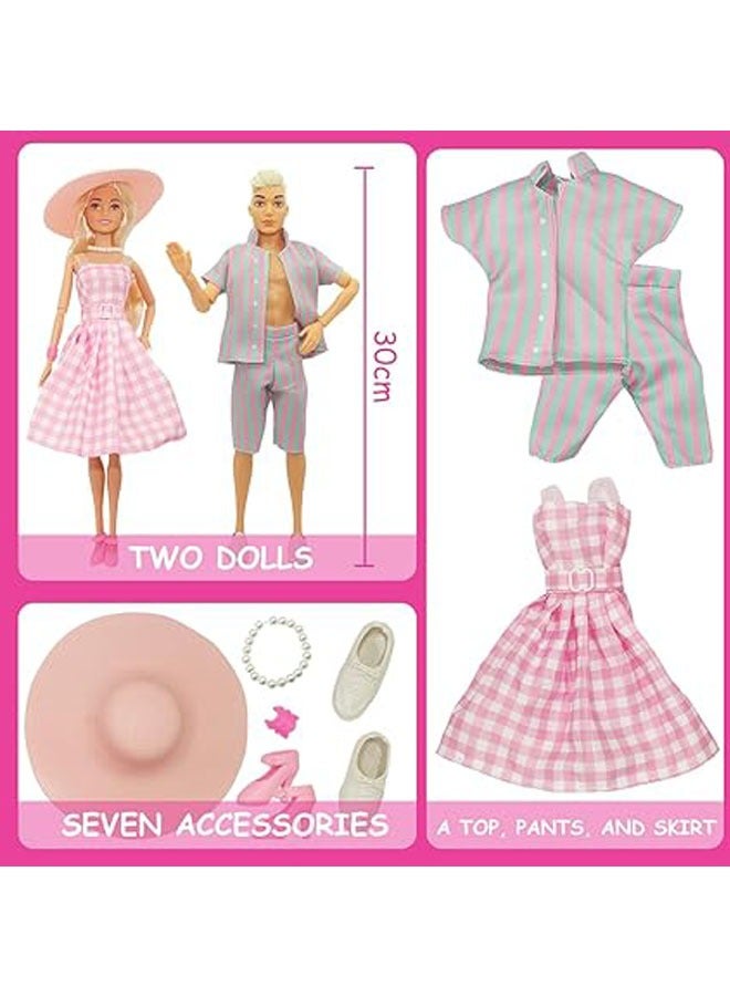 عام مجموعة دمية طفل مكونة من قطعتين من الملابس العصرية للدمى الطفل - دمية فتاة - ألعاب فتاة - باربي - مجموعة إكسسوارات دمية ، هدايا عيد ميلاد للأطفال المعجبين بهذه الدمى الصغيرة. - Image 2