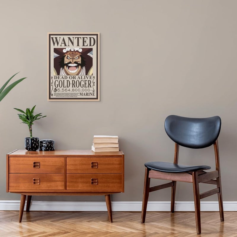 Art Decor Framed Fine Art One Piece Wanted Poster Wall Art Gold Roger Artwork Anime Portrait Print Wall Décor for Bedroom Boys' Room Living Room Gaming Room 45x60cm - Image 3