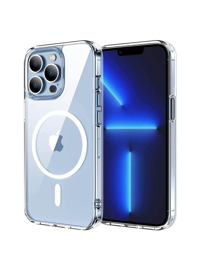 Magnetic iPhone 13 Pro Case Clear TPU Transparent with Shock Absorption Proof Anti Scratch Resistant Bumper Protective Crystal Cover - Image 1