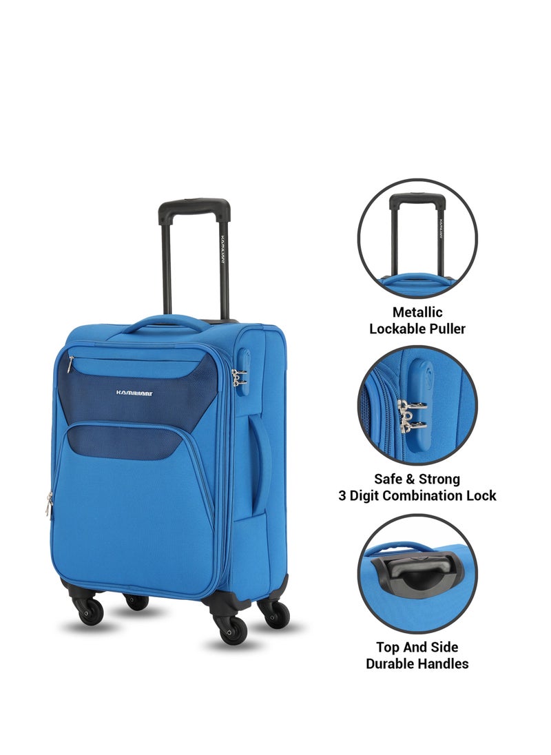 KAMILIANT - KAMILIANT BALI 3PCS SET Soft Luggage sets with Spinner wheels -Blue - Image 1