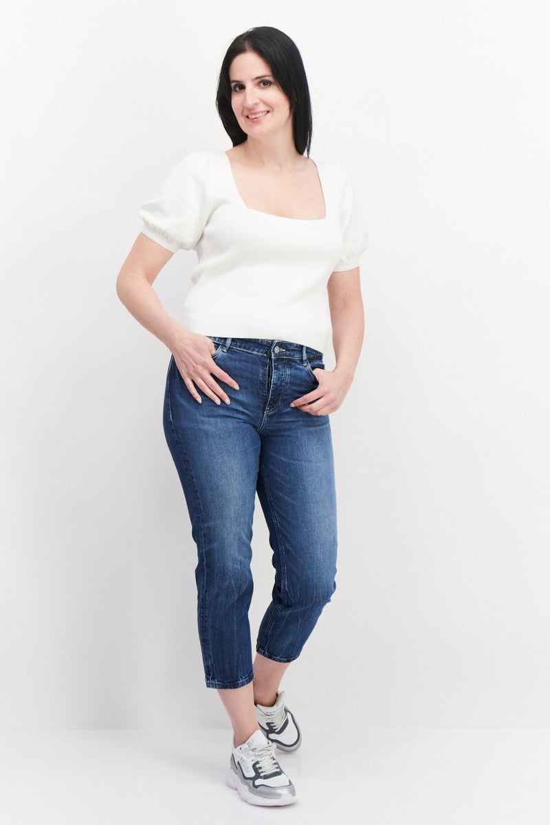 GUESS جينز نسائي بقصة عادية قابل للغسل، لون أزرق داكن - Image 4