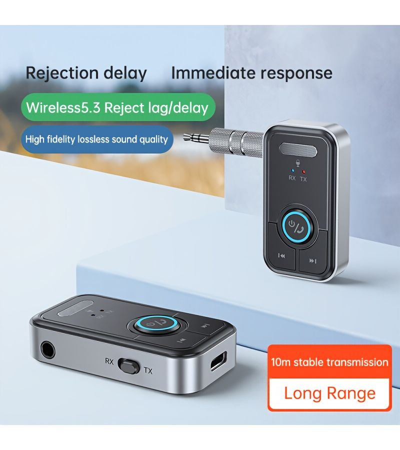 Wireless Audio Adapter 5.3 With Screen Display Black for Computer TV Car - Image 1