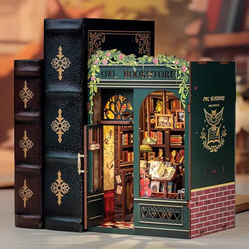 Hands Craft DIY Miniature Kit Book Nook Owl Bookstore Enchanting Nocturnal Library Whimsical Design Vintage Charm Cozy Bookshelf Decor Wonderful Gift for Book Owl Lovers - Image 5