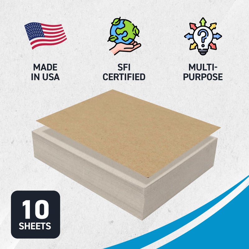MagicWater Supply MagicWater Chipboard Sheet for DIY Projects - 8x10 Inch - 10 Pack - 22 pt - Heavy Duty Kraft (0.022 Inch Thick) Paperboard, For Scrapbooking, Books, Picture Frame Backing, Arts Project & Crafts - Image 3