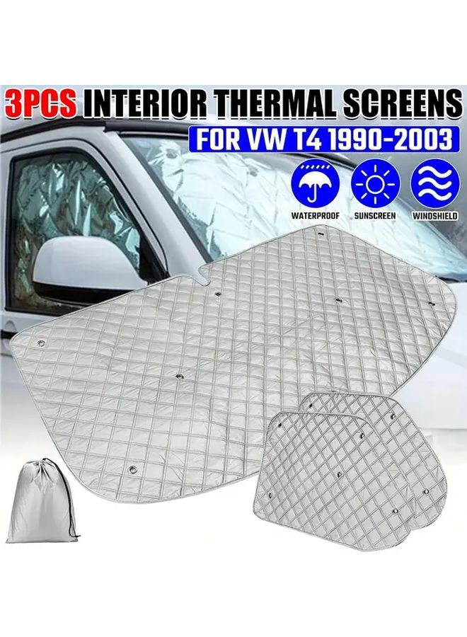 3pcs Car Sunshade Set Thermal Windshield Cover Sun Visor For VW T4 1990 2003 - Image 1