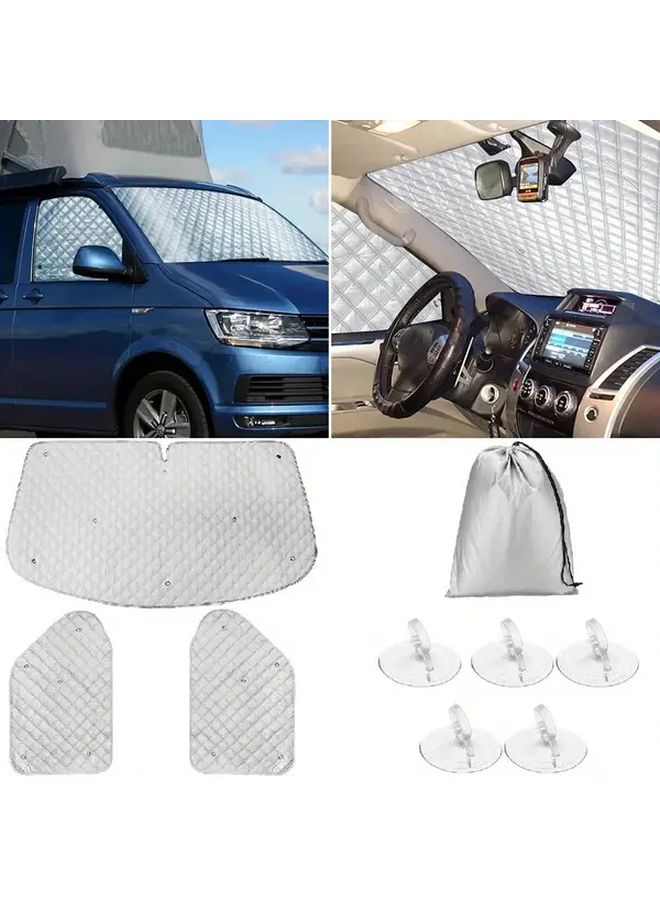 3pcs Car Sunshade Set Thermal Windshield Cover Sun Visor For VW T4 1990 2003 - Image 4