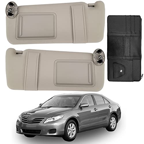 DIMEANI fit for Toyota Camry Sun Visor Replacement, fit for 2007 2008 2009 2010 2011 Toyota Camry and Hybrid Without Light, Driver&Passenger Side, 74320-06780-E0 74310-06750-E0(2PCS-Beige) - Image 1
