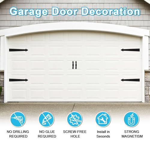 RHULKRUI Magnetic Garage Door Hardware,Magnetic Garage Door Handles,Garage Door Decorative Magnetic for Iron Door,4 Magnetic Hinges + 2 Magnetic Handles for Garage Doors (Classics Style) - Image 4