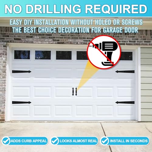 RHULKRUI Magnetic Garage Door Hardware,Magnetic Garage Door Handles,Garage Door Decorative Magnetic for Iron Door,4 Magnetic Hinges + 2 Magnetic Handles for Garage Doors (Classics Style) - Image 3