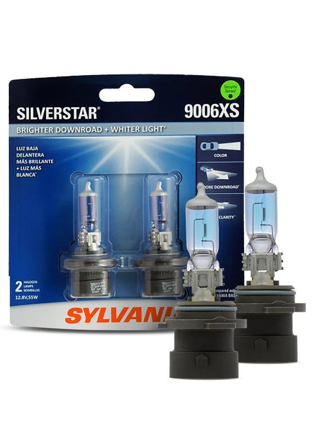 Sylvania 9006XS SilverStar - High Performance Halogen Headlight Bulb, High Beam, Low Beam and Fog Replacement Bulb, Brighter Downroad with Whiter Light (Contains 2 Bulbs) - Image 1