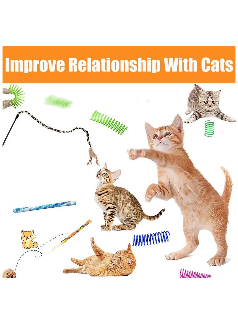 22 Pcs Cat Toys Interactive for Indoor Cats Tunnel Mouse Kitten Toys Cat Feather Teaser Wand Spring Toy - Image 3
