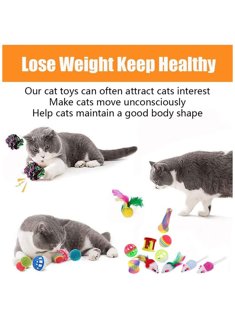 22 Pcs Cat Toys Interactive for Indoor Cats Tunnel Mouse Kitten Toys Cat Feather Teaser Wand Spring Toy - Image 4