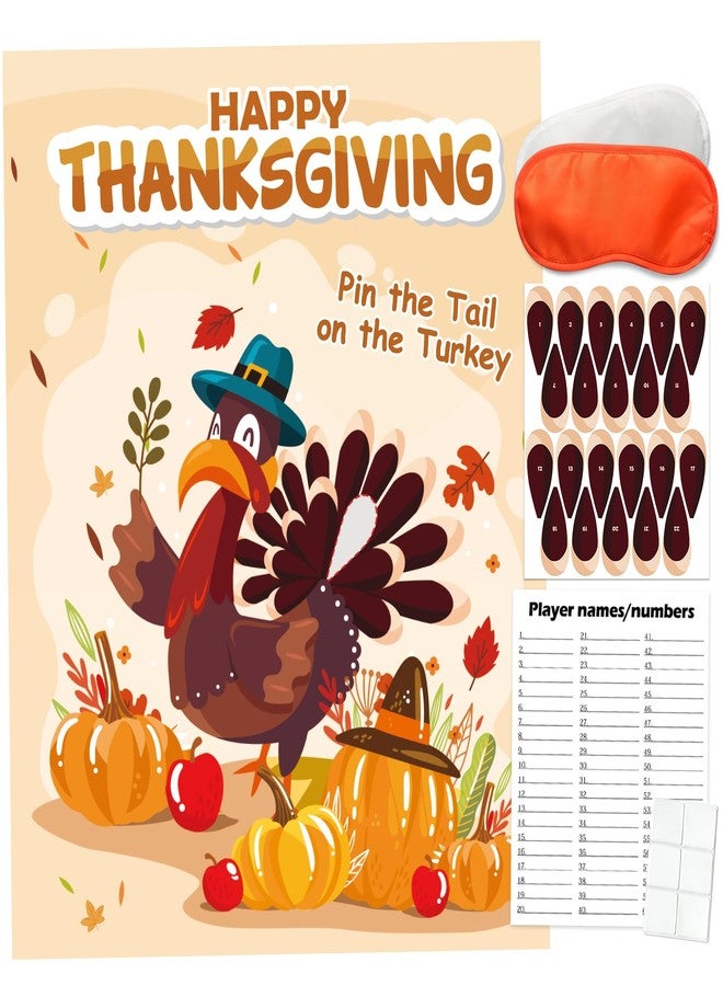 PARTYLOUD Thanksgiving Games for Family, Pin The Tail on The Turkey Games, Thanksgiving Party Games Activities Party Supplies Favors for Kids Adults Toddlers Preschool Party - Image 1