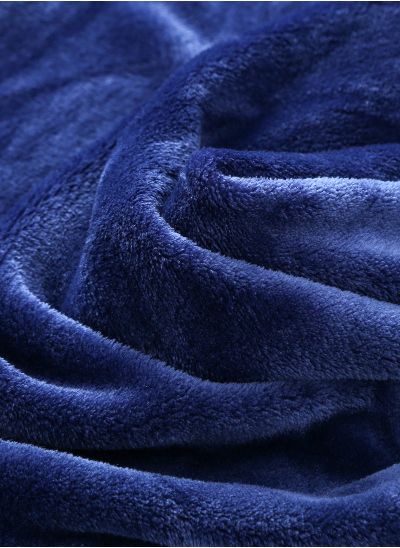 Loquat Solid Color Cloud Sable Blanket Office Nap Blanket Air Conditioned Roof Blanket Flannel Blanket Navy Blue  - Image 2