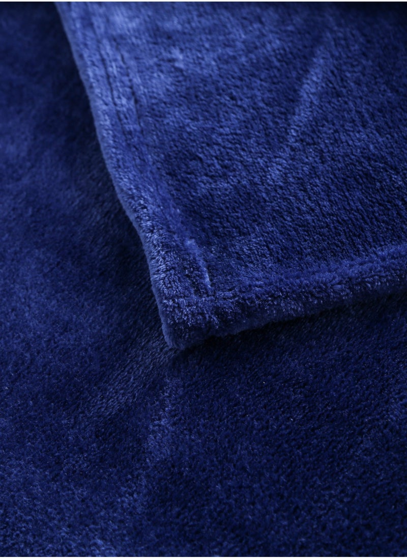 Loquat Solid Color Cloud Sable Blanket Office Nap Blanket Air Conditioned Roof Blanket Flannel Blanket Navy Blue  - Image 3